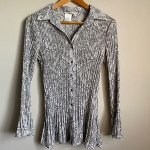 Fred David Stretch Women's Bell Sleeve Peplum‎ Top Size Medium Smocked Bottom